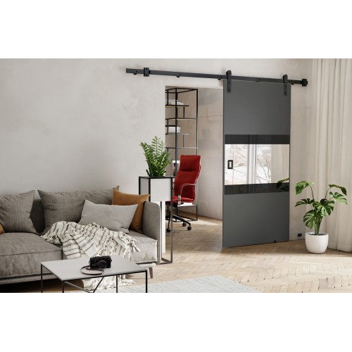 Bīdāmās durvis ar spoguli MIA - Loft, antracīts